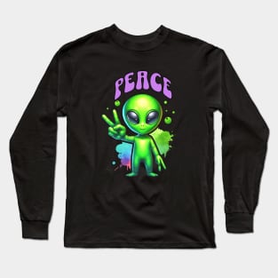 Peace Sign Alien Long Sleeve T-Shirt